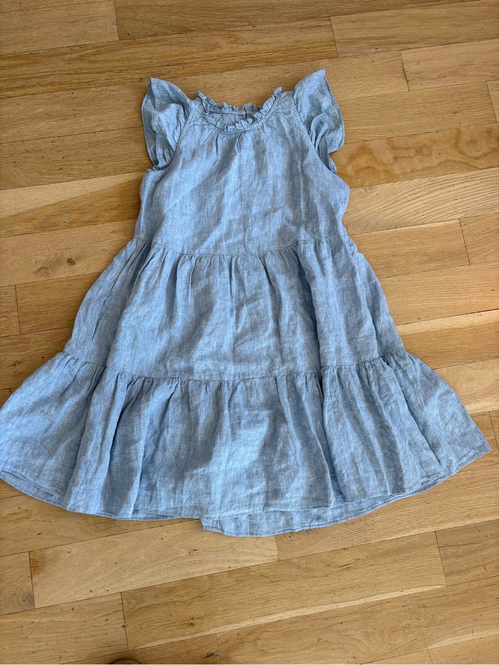 Chambray Tiered Ruffle Dress